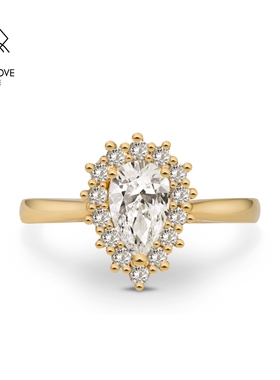 VANNY LOVE/梵尼洛芙槿时水滴形钻戒18K金钻石戒指