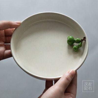 日式草木灰陶瓷小壶承茶盘创意葫芦茶托壶托茶台功夫茶具茶道配件