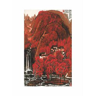近代李可染万山红遍原大条幅仿古画装饰高清原作版画微喷卷轴临摹