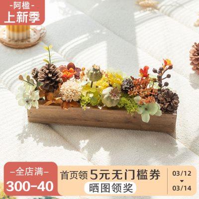 阿楹 森系圣诞主题摆件松果干花仿真花绿植餐桌橱窗装饰场景布置