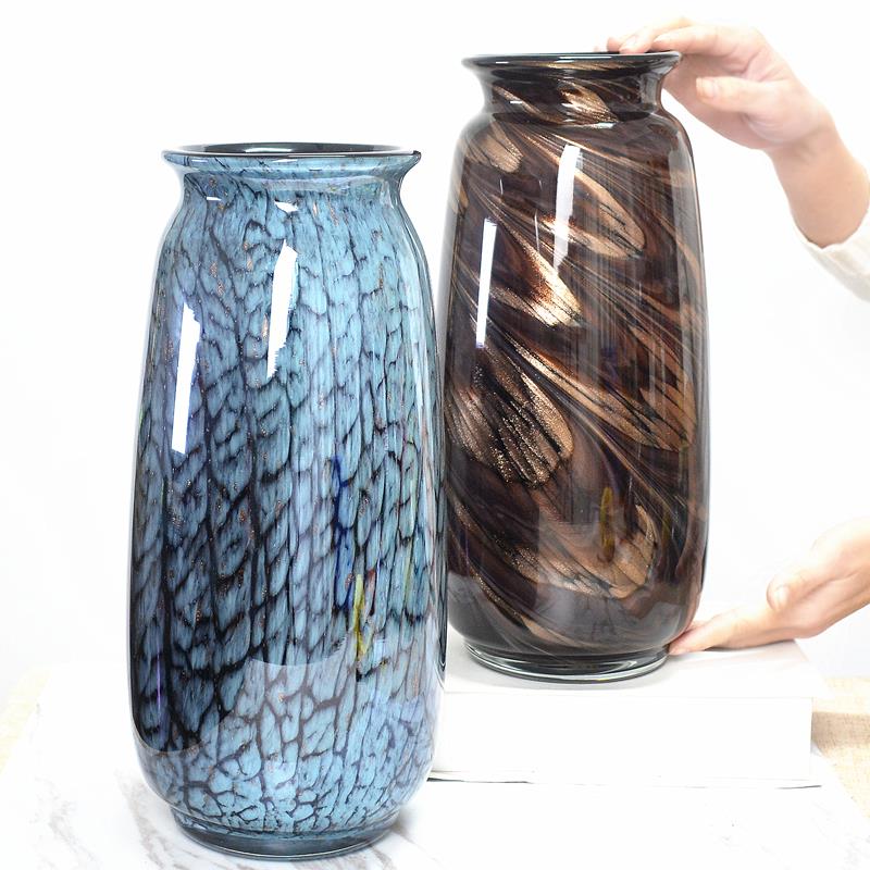 珐瑯彩花瓶琉璃艺术装饰摆饰客厅水培插花电视柜欧式高端大气花器