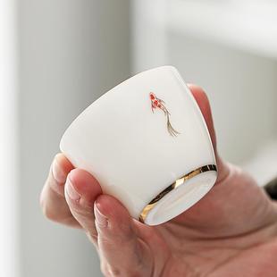 轻奢羊脂玉瓷f主人茶具杯个人专用品茗泡功夫男白家用茶碗单个茶