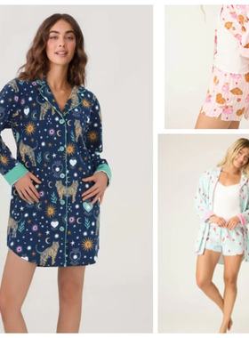 p.j. salvage出口美国衬衫裙系列 |柔软长袖睡裙法兰绒睡衣套装