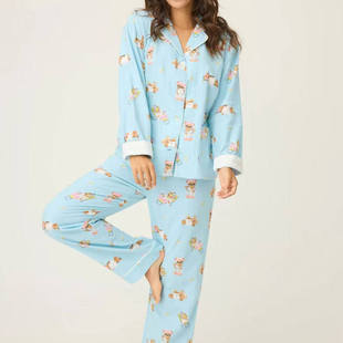 可爱小熊PJS长袖长裤磨毛睡衣 | 纯棉暖意法兰绒flannel家居服