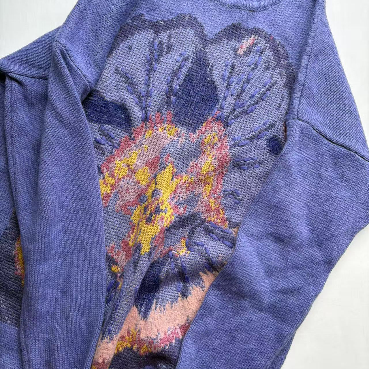 出口欧洲D针织套头慵懒风宽松长款毛线毛衣