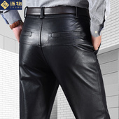 男头层牛皮中年男士 冬季 修身 真皮皮裤 直筒防风防水摩托车机车皮裤