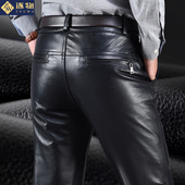 真皮皮裤 冬 摩托车机车骑行裤 男头层牛皮宽松中年男士 防风防水修身