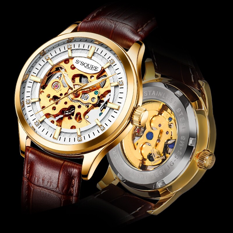 时加达男十大全自动机械表品牌潮流学生炫酷个性镂空男士氚气手表