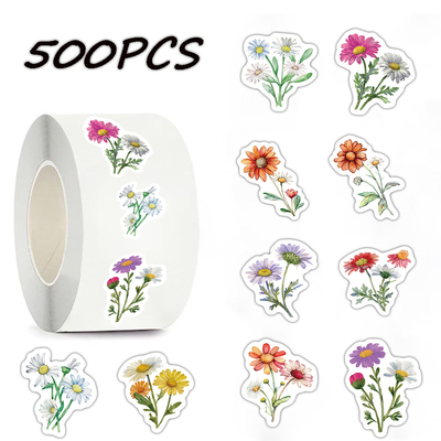 500件雏菊花朵贴纸手账装饰