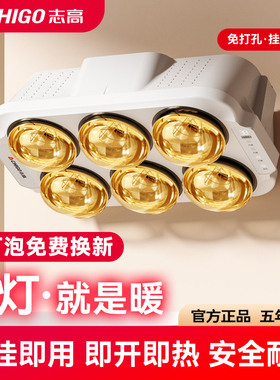 志高壁挂式灯暖浴霸挂壁式浴霸挂墙式卫生间浴室免打孔风暖取暖器