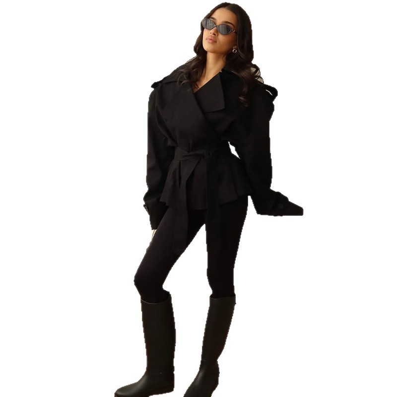 无品牌欧美风短款涤纶纯色外套女