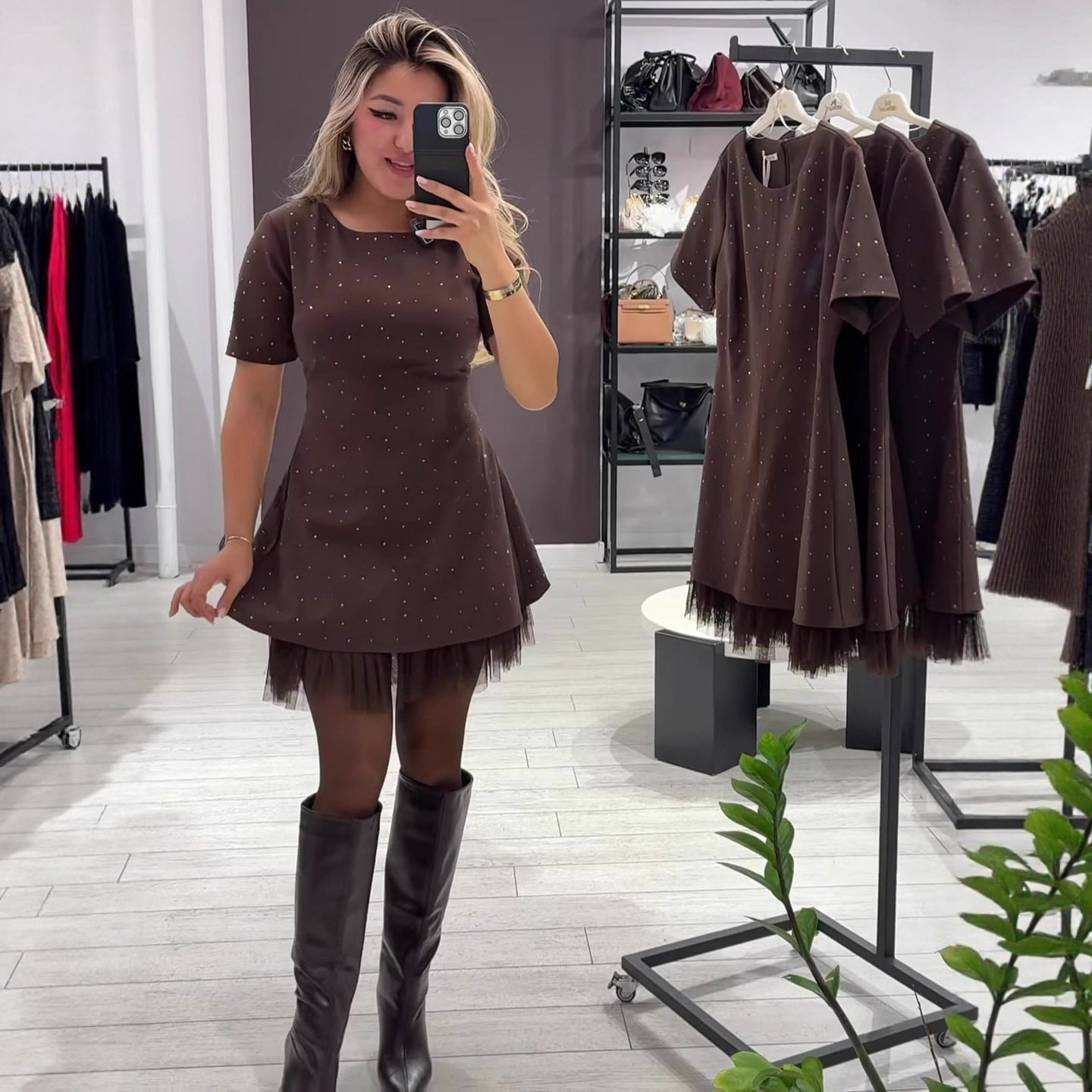 欧美亚马逊外贸女装2025年新款圆领短袖烫钻修身显瘦蕾丝边连衣裙