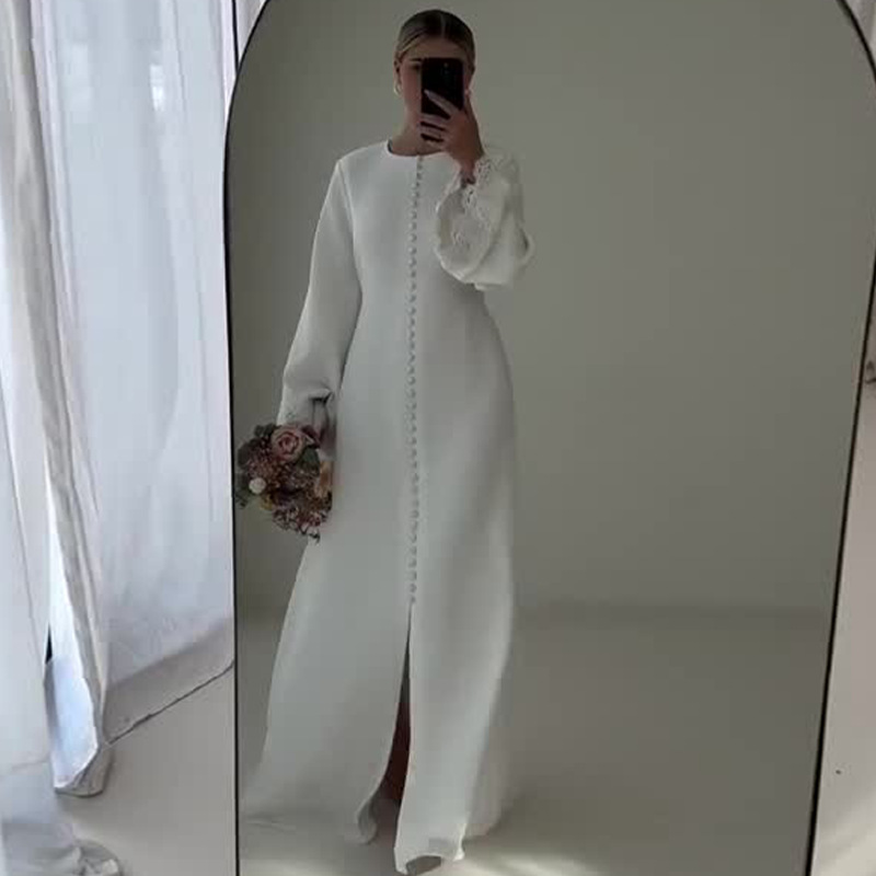 欧美风A字裙涤纶纯色连衣裙女