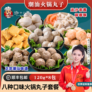 趣十八番潮汕火锅丸子套餐120g 8包牛肉丸鱼丸虾丸鱼豆腐火锅食材