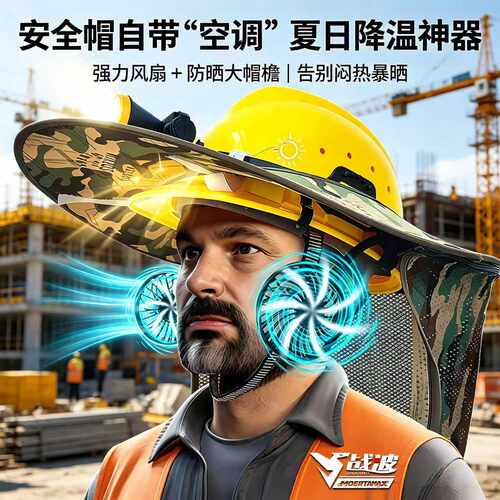 战波安全帽风扇外置可拆卸降温