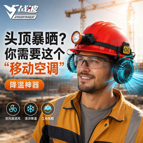 战波安全帽风扇加装件非太阳能