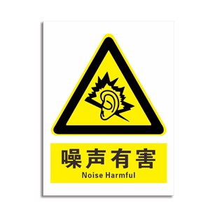 噪音有害安全标识牌职业危害告知卡车间注意安全通风防尘必须去请戴口罩耳塞警告标志牌安全风险点告知标志牌