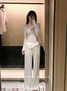 juanjuanyee【ji致体验】天丝针织开衫+吊带背心+天丝裤三件套装