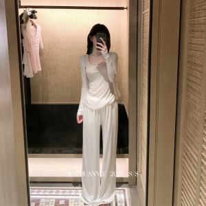 juanjuanyee【ji致体验】天丝针织开衫+吊带背心+天丝裤三件套装
