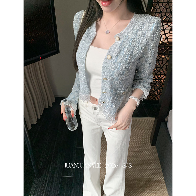 juanjuanyee【26c特定】定制特种纱手工拉流苏条纹针织开衫