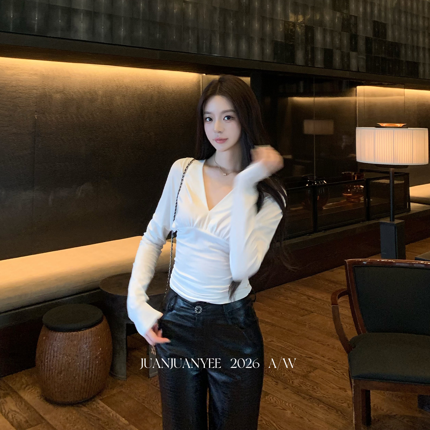 meng via 【美欲天丝】基础深V领低胸修身打底短袖显瘦T恤上衣女