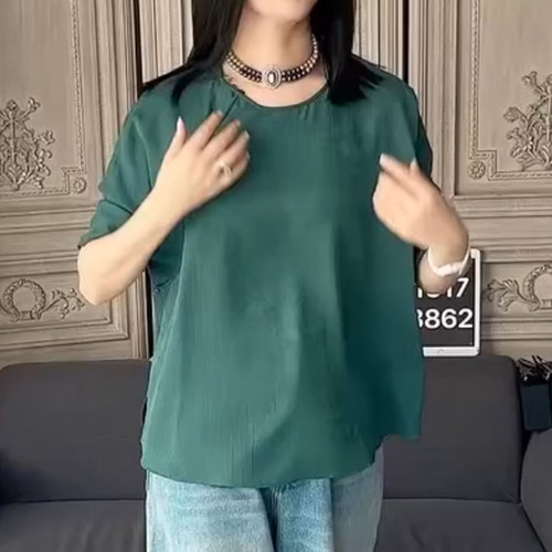 深圳南油＃夏季款香港巴黎五区AK气质圆领短袖百搭休闲香云纱T恤