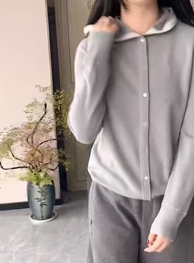 深圳南油＃2026早春新款香港巴黎五区AK休闲宽松连帽针织开衫上衣