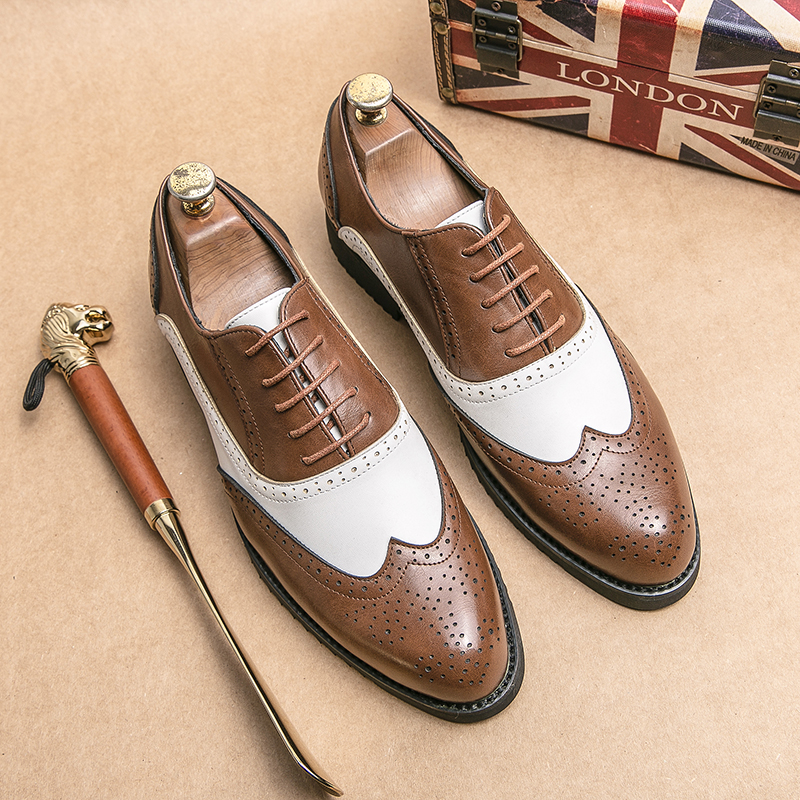 英伦风雕花内增高皮鞋男韩版