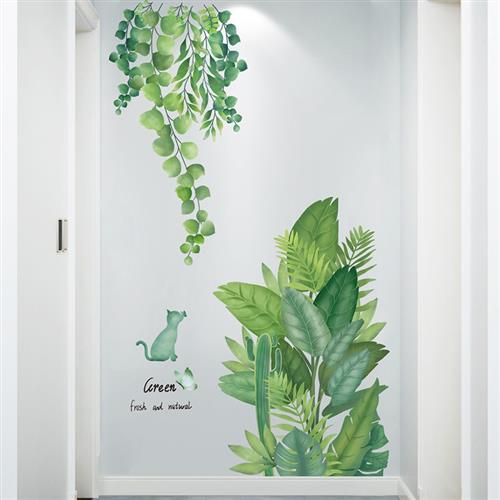3d立体树叶墙贴纸墙纸自粘装饰贴画墙上墙面ins布置墙画植物创意图片