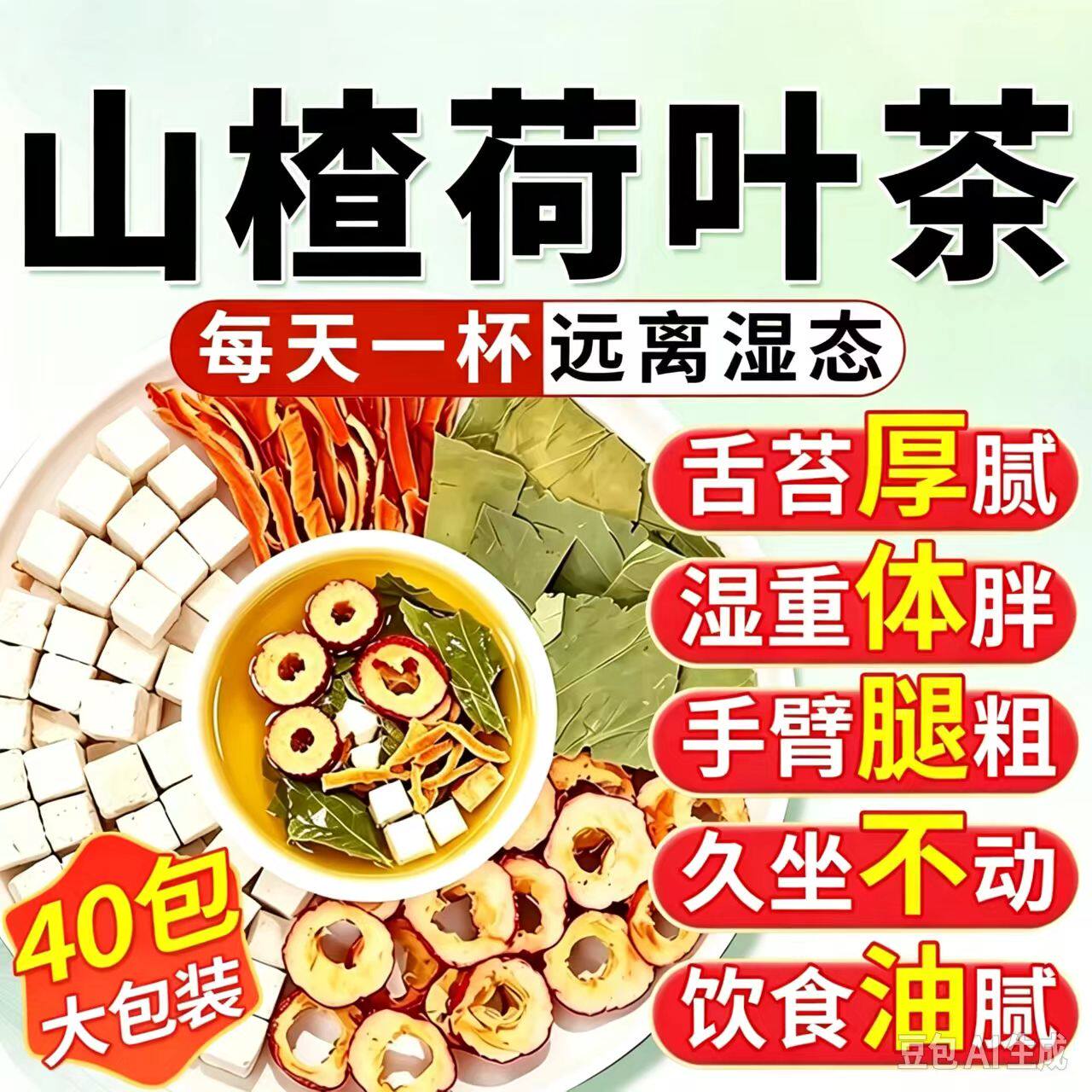 山楂荷叶陈皮茯苓祛湿茶减肥瘦身燃脂排油官方正品第一名去赘肉瘦肚子祛湿健脾养胃调理去体内湿气重男女养生茶