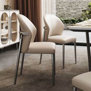 意式轻奢真皮餐椅高级感不锈钢椅子高端奢石餐桌软包椅2026新款