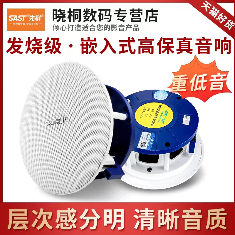 先科G4-C天花吸顶音响吊顶家庭影院嵌入式音箱功放套装会议店铺用