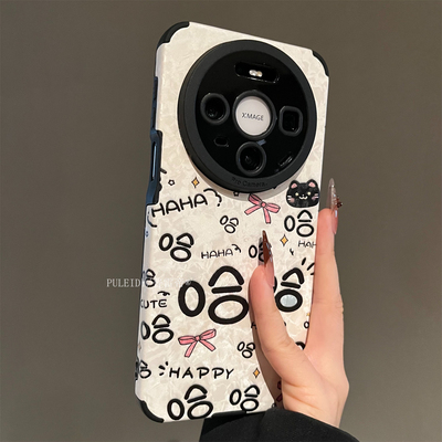 贝母纹哈哈猫咪适用华为mate80ProMax手机壳mate70pro+可爱高档mate60pro+小众创意pura80防摔保护套P70
