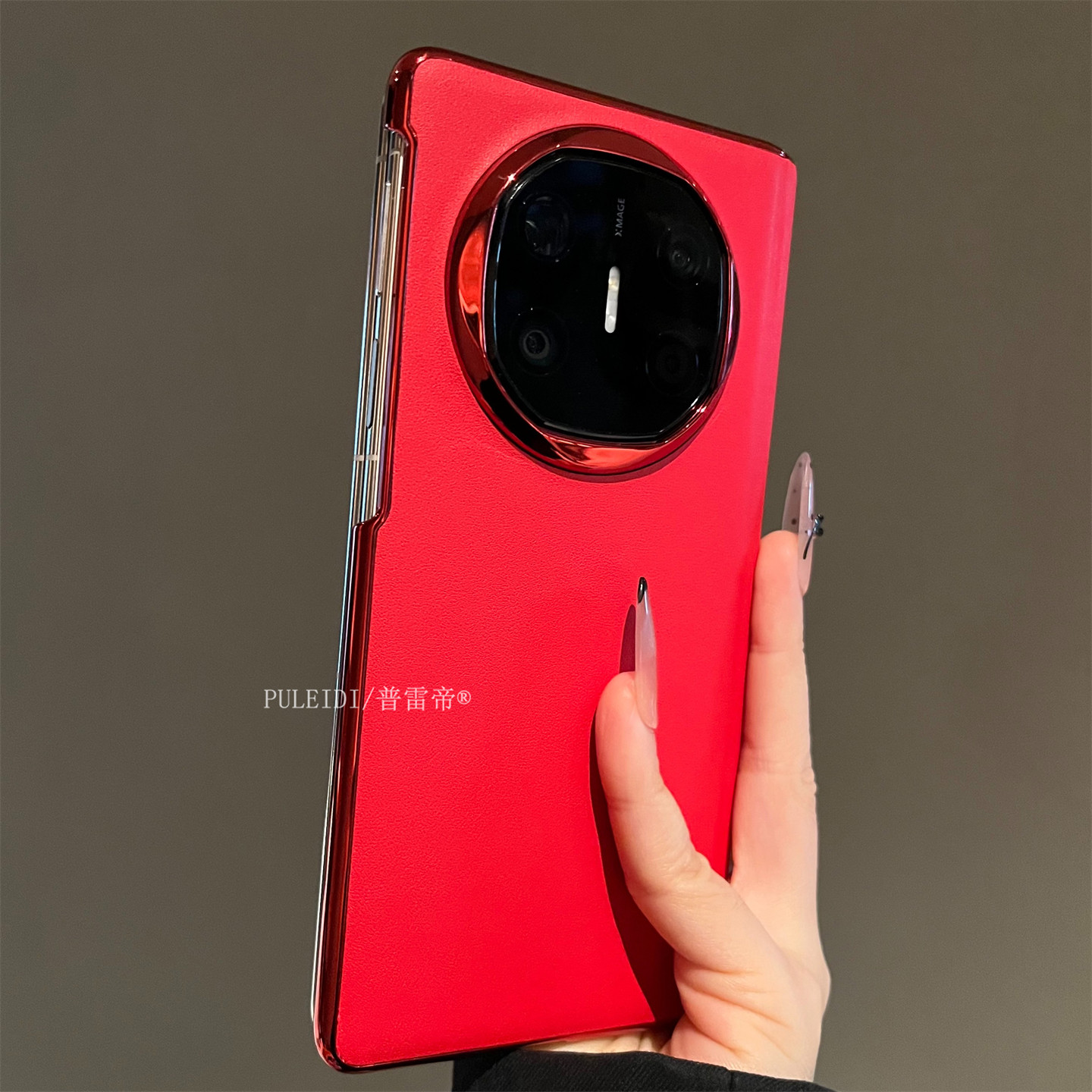 电镀中国红适用华为MateX6典藏版折叠屏手机壳高级感MateX5简约防摔MateX3磁吸中轴防摔保护套