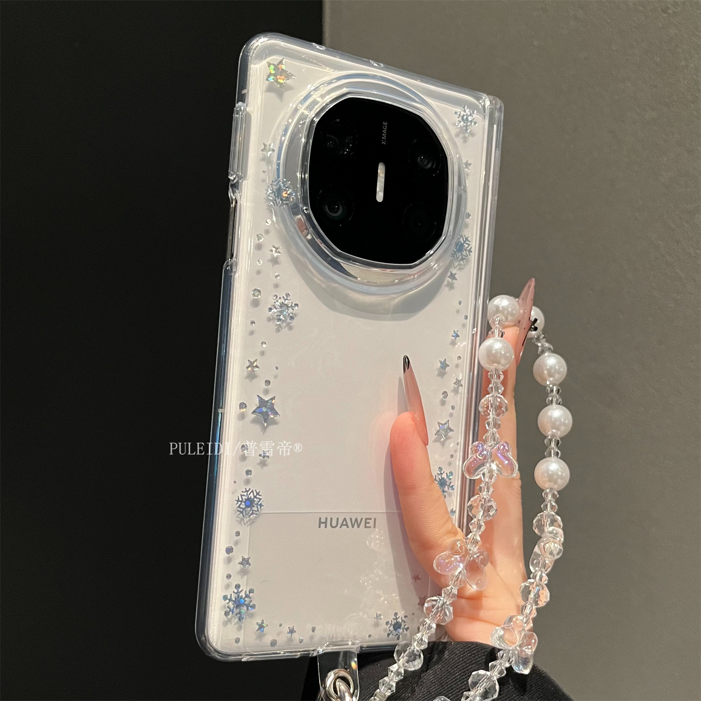 ins风透明星星雪花适用华为MateX6典藏版折叠屏手机壳磁吸中轴MateX5防摔X3简约高级感