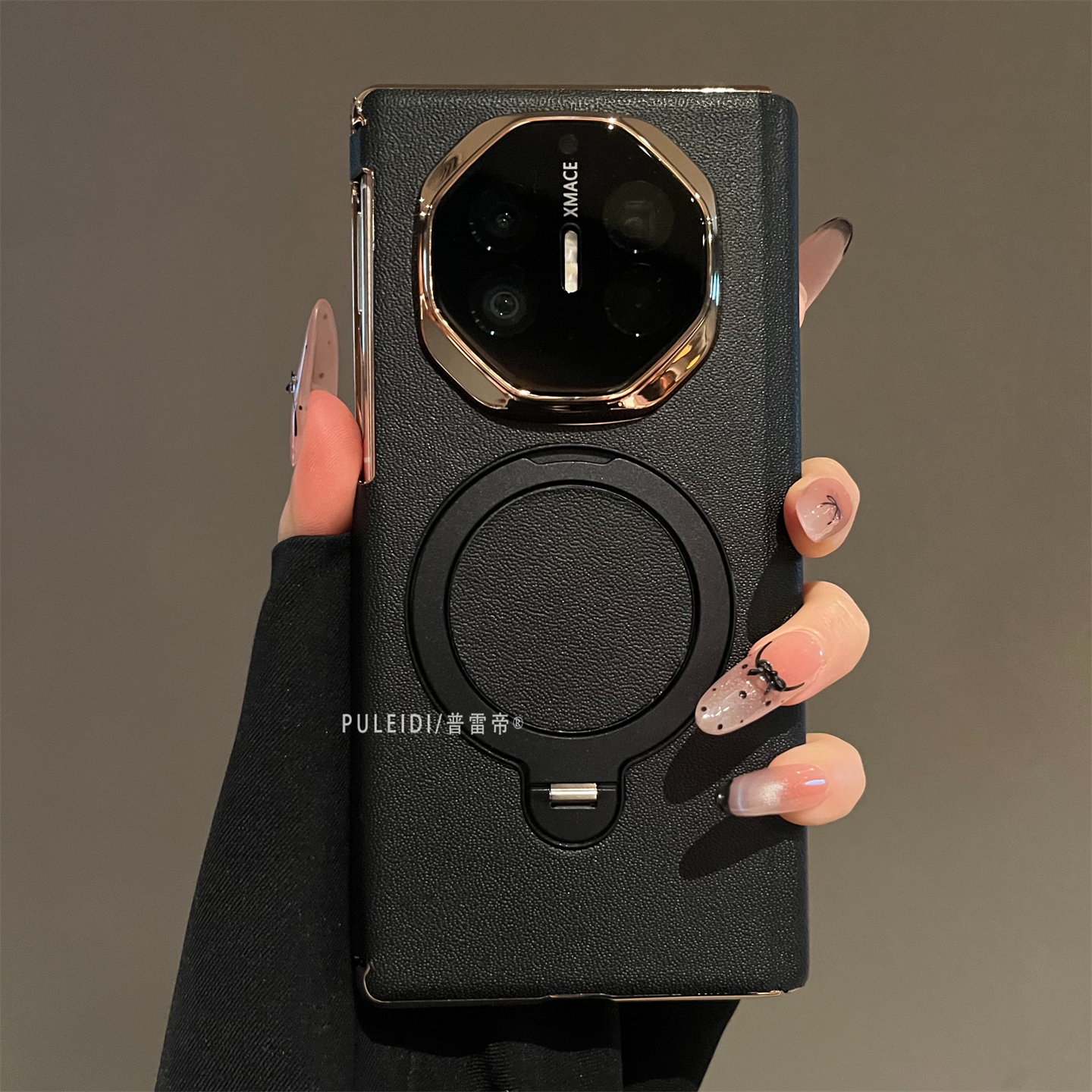 真皮磁吸旋转支架适用华为MateXTs非凡大师三折叠屏手机壳高档轻奢MateXT磁吸中轴全包防摔