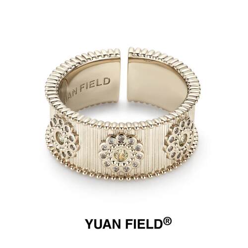 Yuan Field 入境花园系列 圆花拉丝戒指（窄）