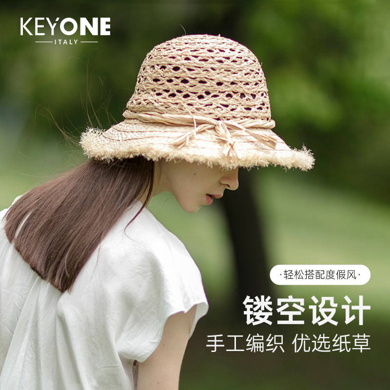 【KEYONE】草帽女出游草帽轻奢春季遮阳显脸小百搭防晒休闲草帽