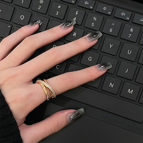 黑白焰|y2k千禧辣妹系列black pick风鸳鸯火焰手工穿戴甲暗黑美甲