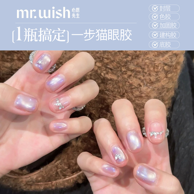 MR.WISH心愿先生五合一猫眼甲油胶蓝调冰岛2025新款指甲油一步胶