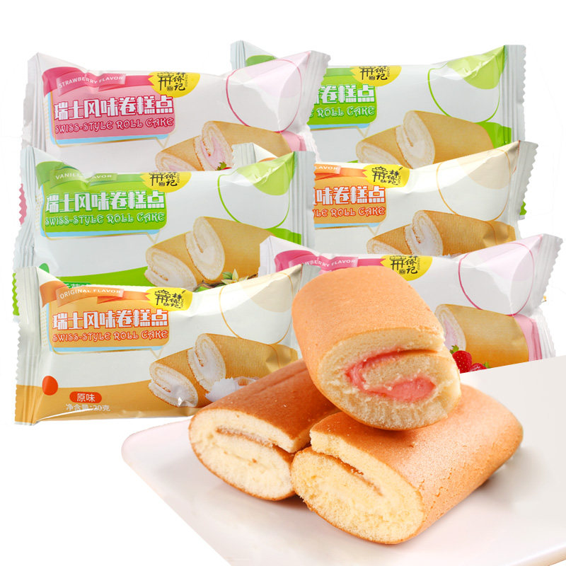 梓侨记瑞士卷蛋糕风味卷糕点500g香草莓下午茶代餐早餐糕点零食品