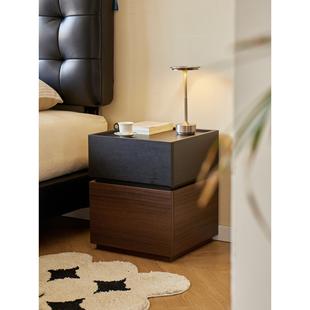 意式床头柜家用卧室保险柜一体小型床边柜实木带密码锁轻奢储物柜