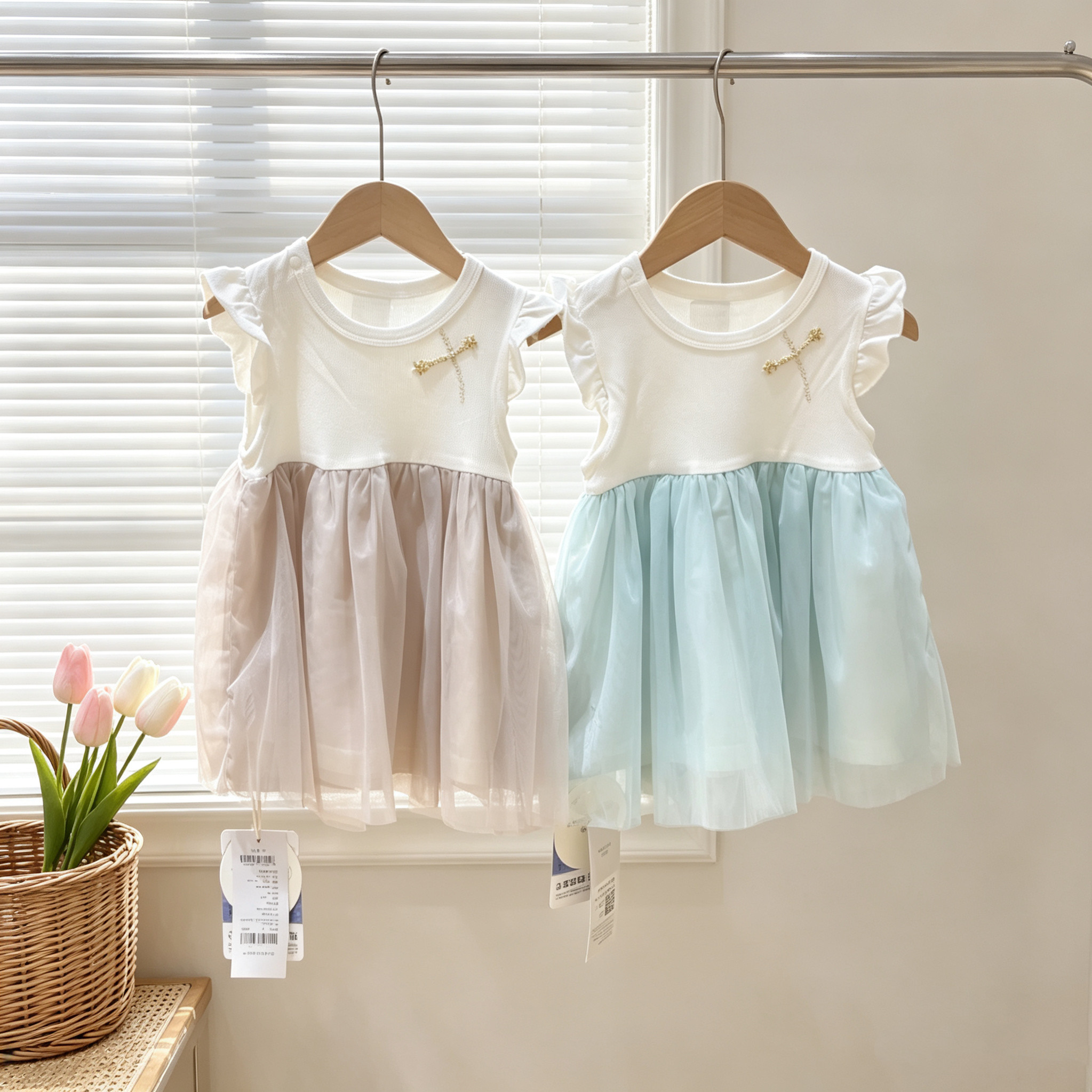旺贝特夏季婴幼儿网纱短袖小裙