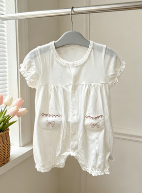 米奇皇子夏季女婴棉质短袖哈衣