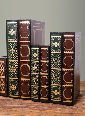 美式北欧木质仿真书假书装饰书盒摆件书房复古道具书装饰收纳书盒