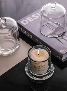 香薰蜡烛台玻璃罩带防风灯罩北欧复古浪漫餐桌烛光晚餐道具摆件