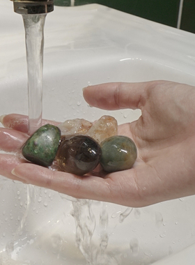 KIK天然水晶矿石套装紫水晶随身带家居装饰摆件便携绒布袋非人造