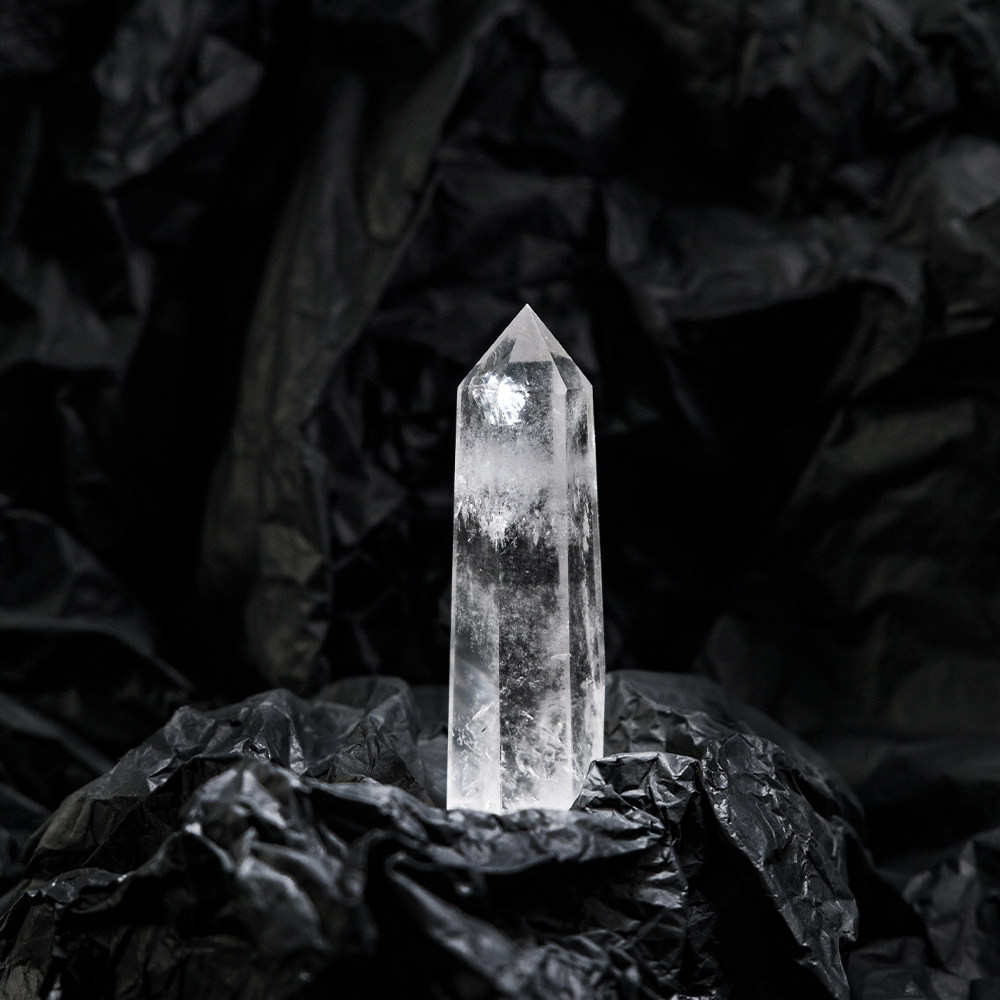 KIK天然白水晶柱瑜伽办公家居扩香矿石摆件装饰送礼创意搬迁礼盒