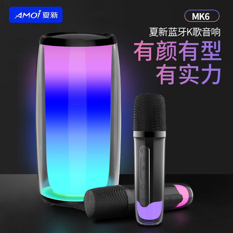 夏新H9麦克风音响声卡ktv唱歌一体蓝牙K歌声卡麦克风专业话筒音响