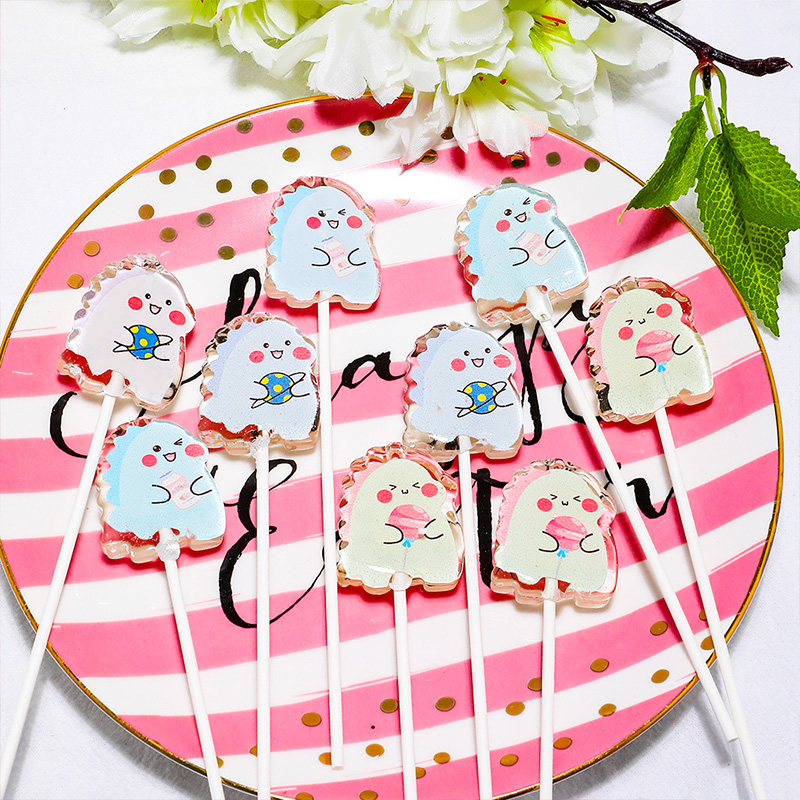 新品小恐龙卡通创意星空无蔗糖定制照片儿童棒棒糖网红零食糖果